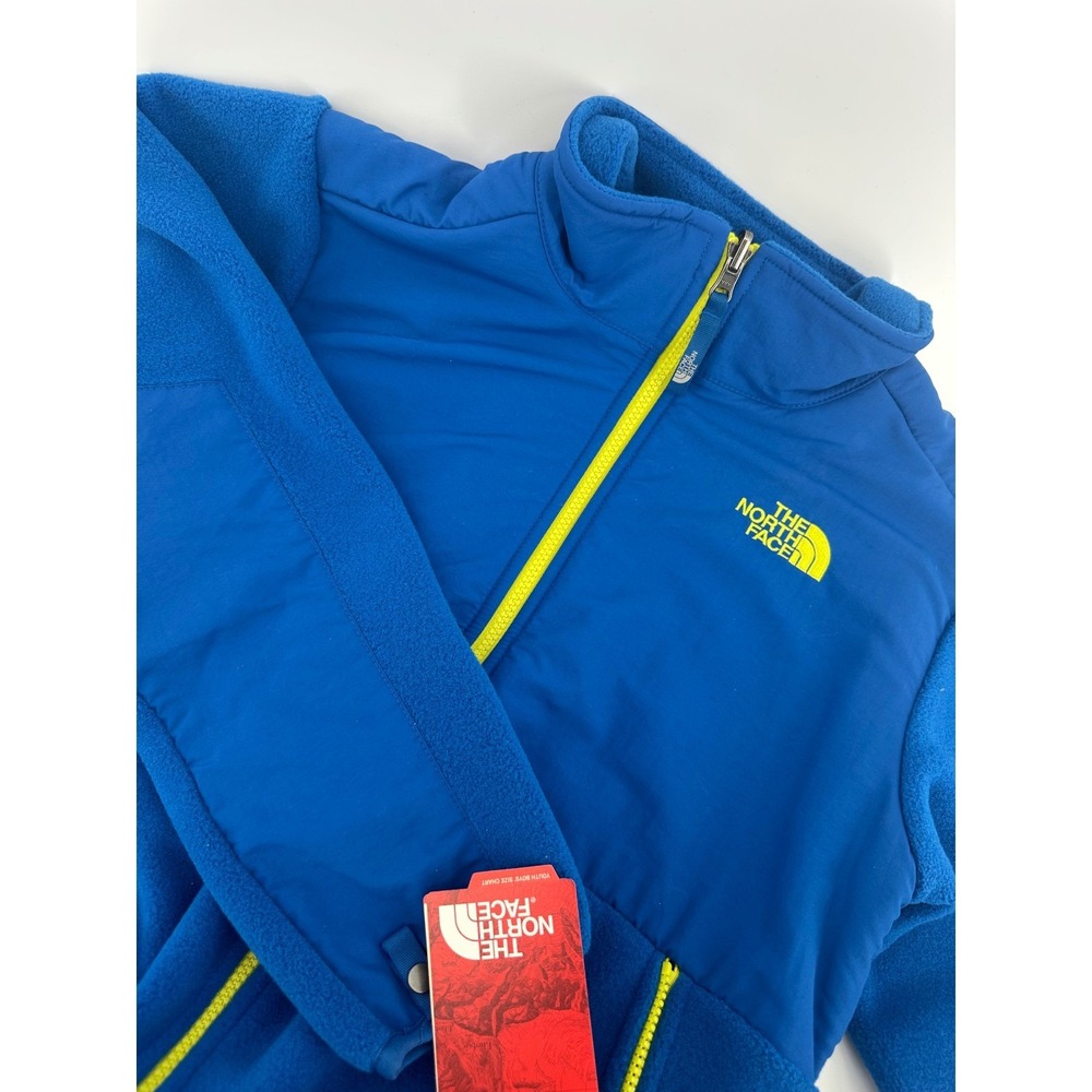 The North Face Boys' Full Zip Denali Fleece Jacket Blue Yellow Size L 14-16